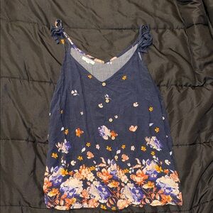 Maurices Navy Floral Camisole with Orange and White Accents